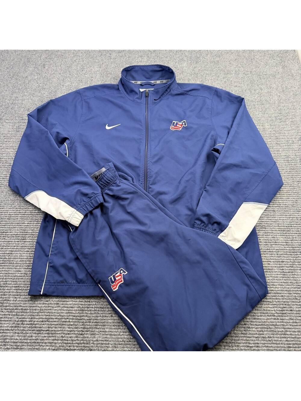 Nike USA Hockey Team USA Dri-FIT Tracksuit Jacket Pants XL Blue Warm Up Rare